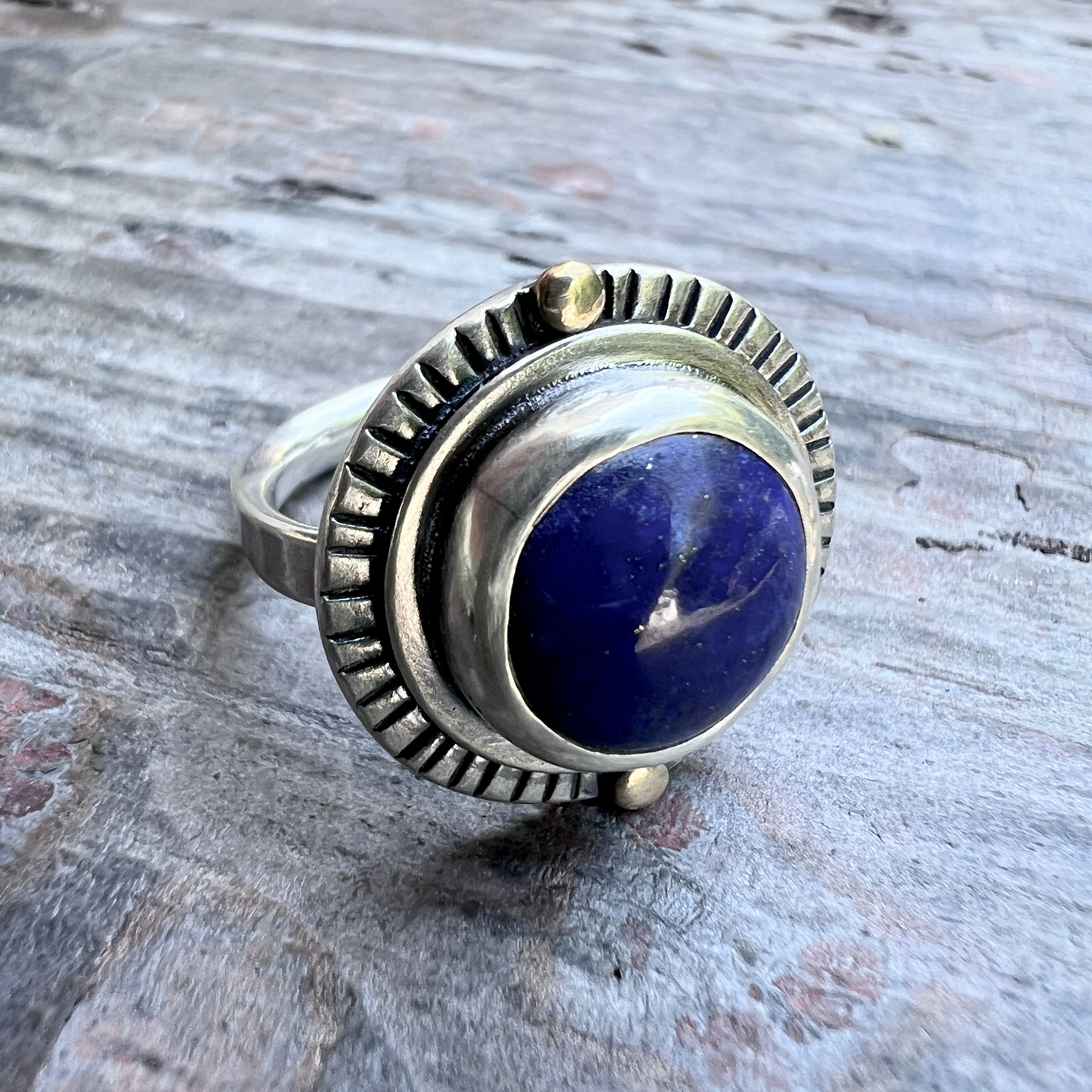 VTG STERLING SILVER LAPIS LAZULI fashion RING #A462