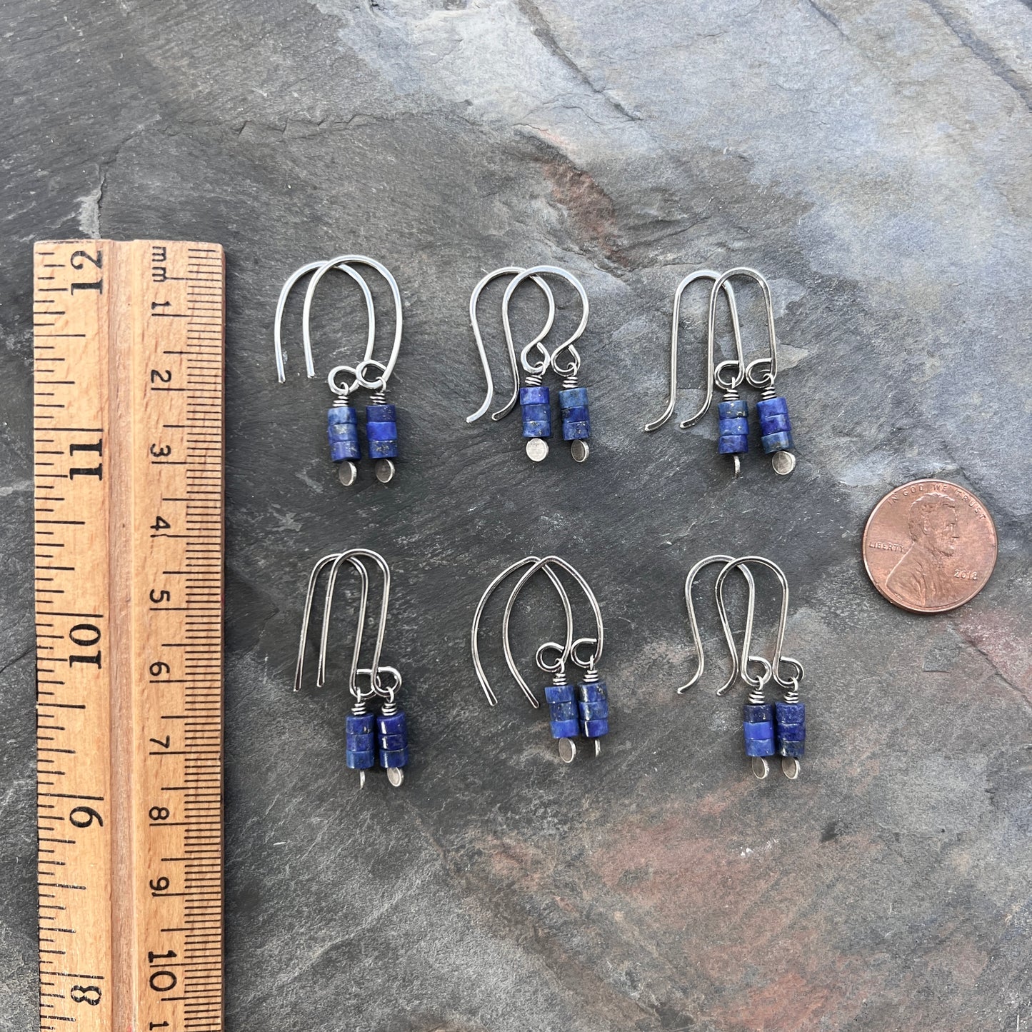 Sterling Silver Lapis Lazuli Earrings | Small Blue Natural Stone Dangles