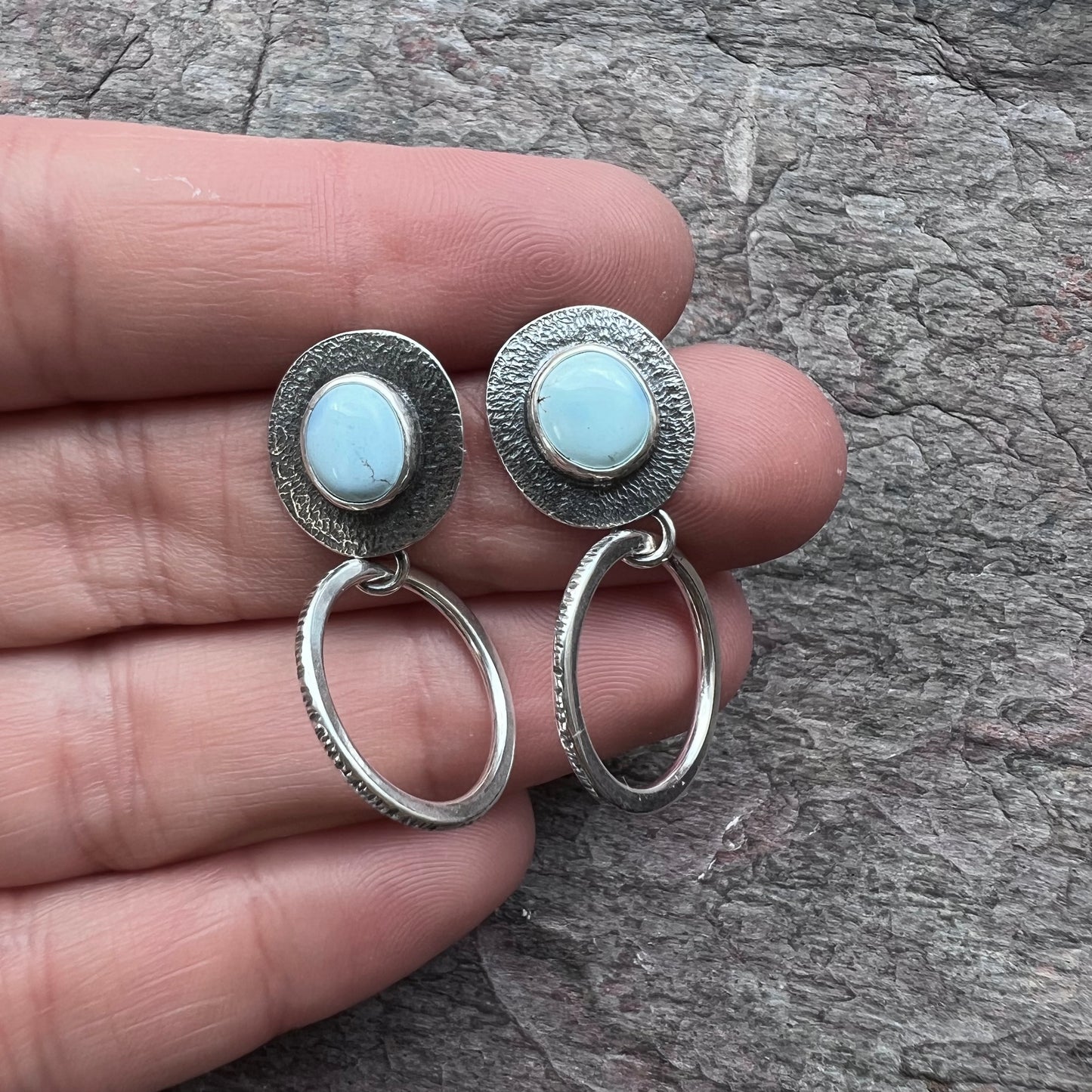 Golden Hill Turquoise Sterling Silver Post and Hoop Earrings - Handmade One-of-a-kind Earrings