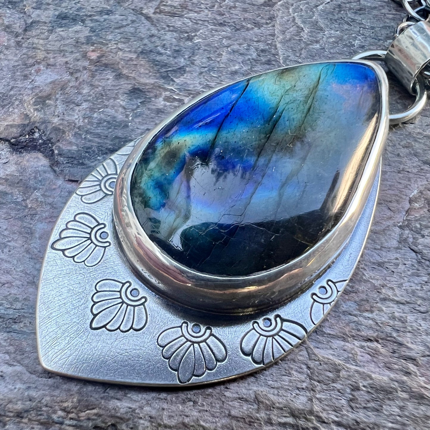 Labradorite Sterling Silver Necklace - Handmade One-of-a-kind Pendant on Sterling Silver Chain