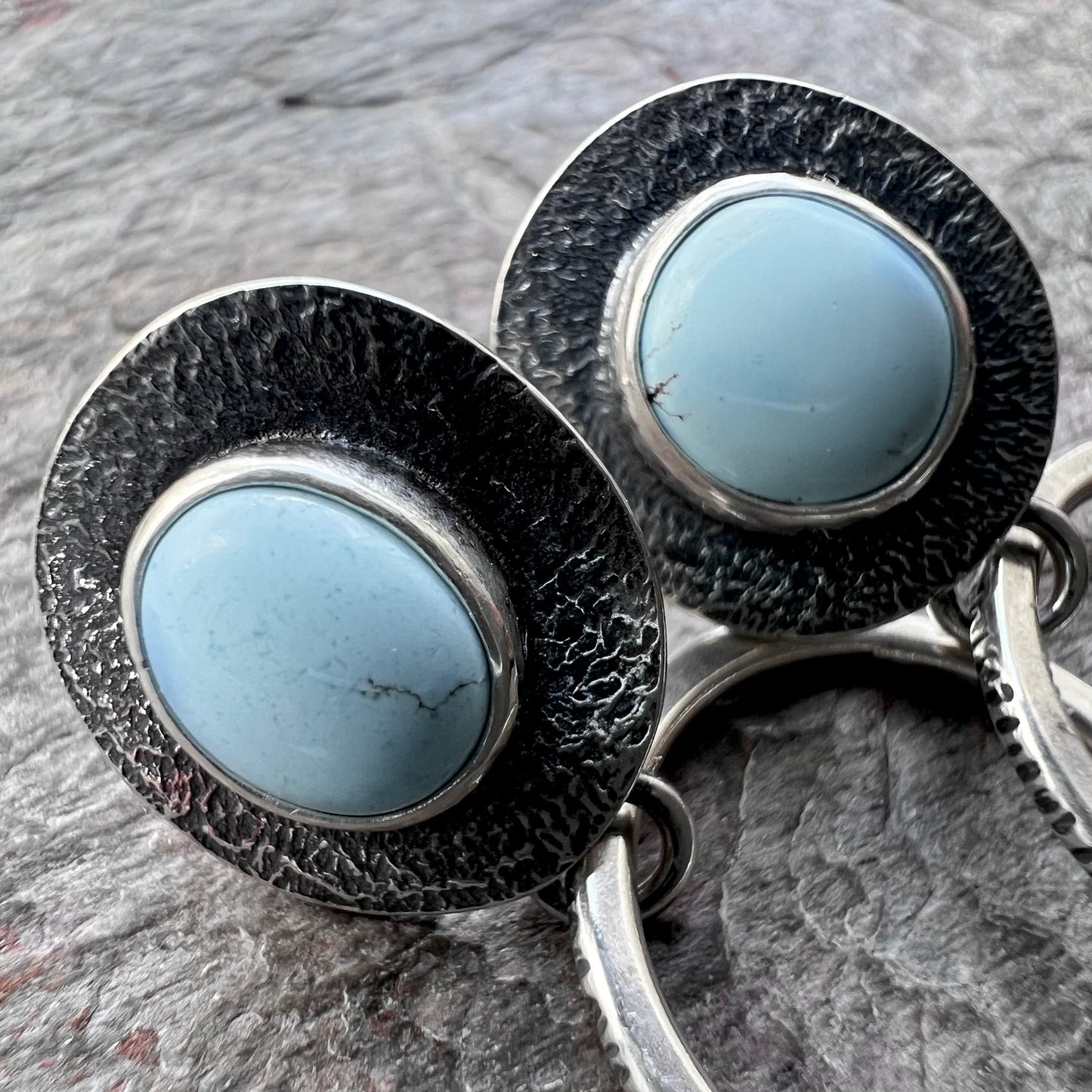 Golden Hill Turquoise Sterling Silver Post and Hoop Earrings - Handmade One-of-a-kind Earrings