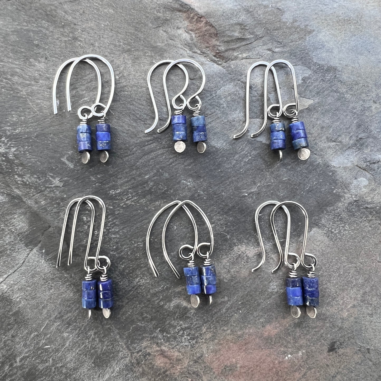 Sterling Silver Lapis Lazuli Earrings | Small Blue Natural Stone Dangles