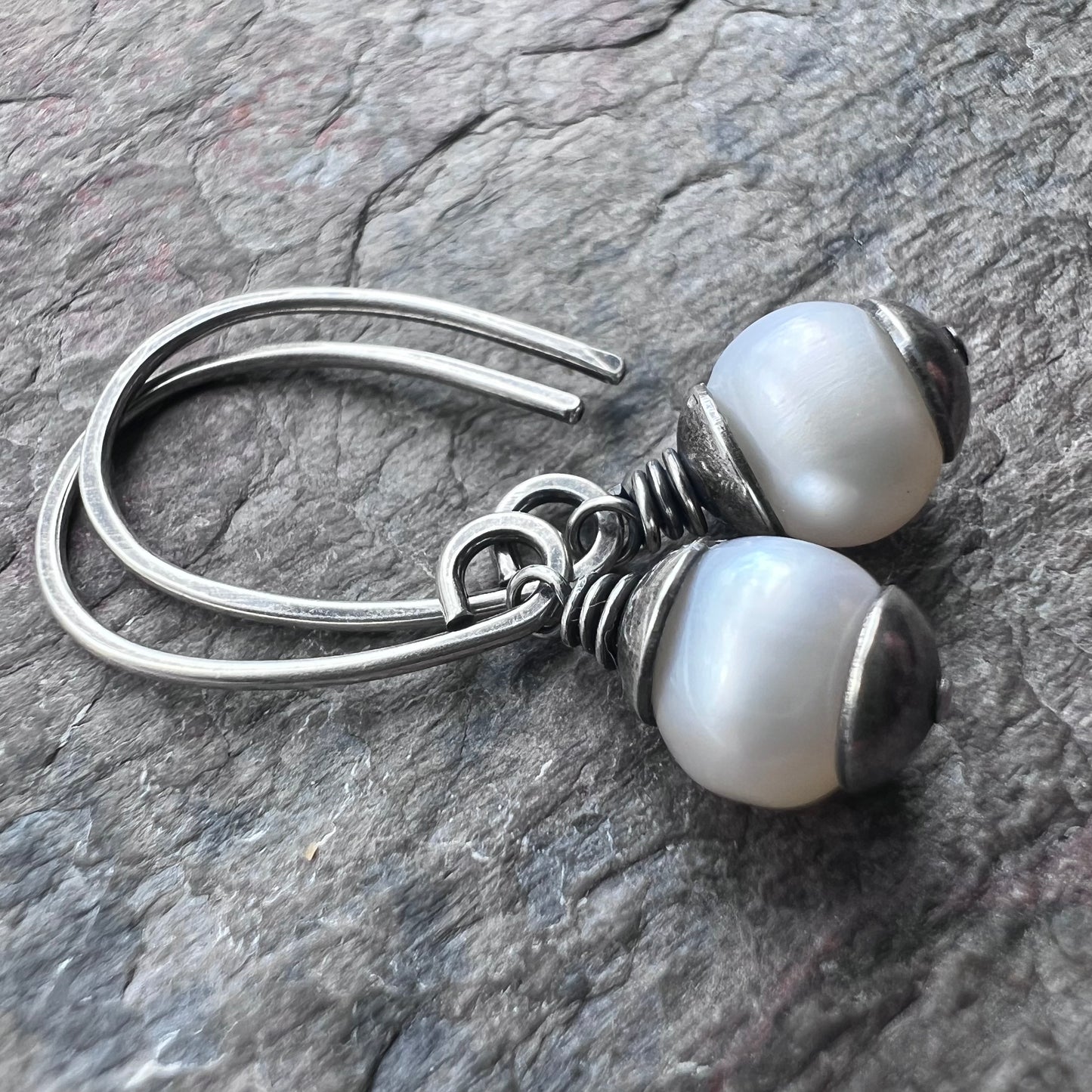 Sterling Silver Pearl Earrings - Small Genuine Freshwater Pearl Earrings