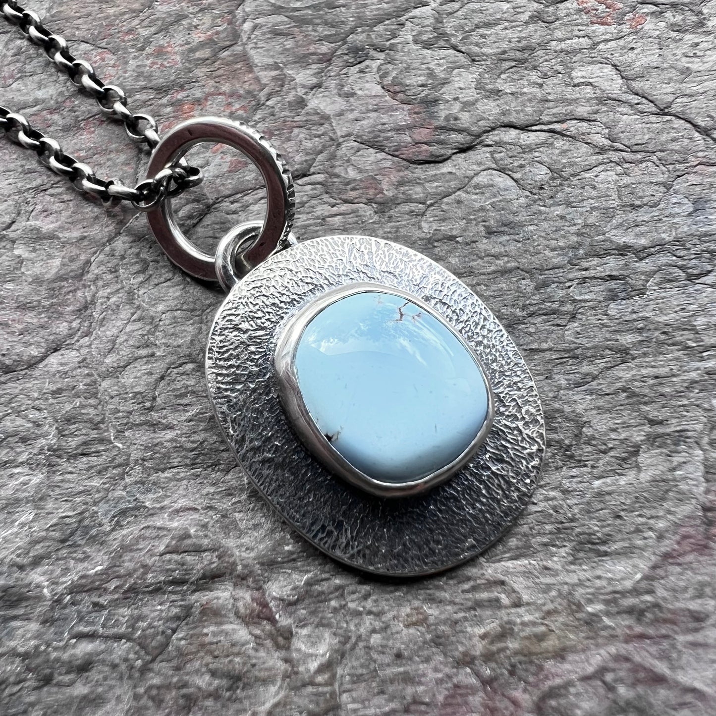 Golden Hill Turquoise Sterling Silver Necklace - One-of-a-Kind Turquoise Pendant on Sterling Silver Chain