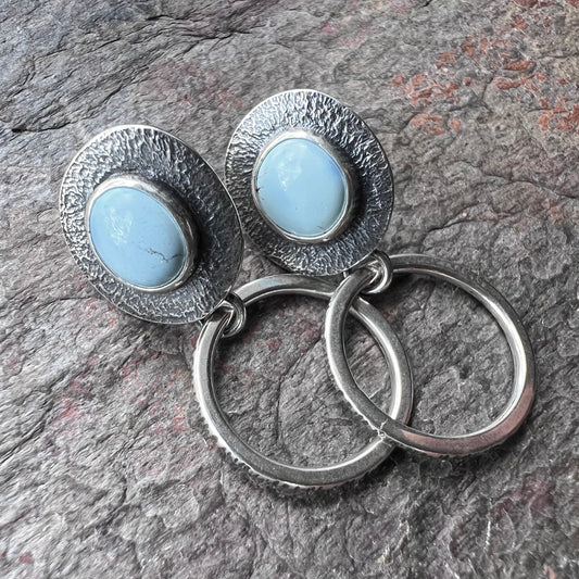 Golden Hill Turquoise Sterling Silver Post and Hoop Earrings - Handmade One-of-a-kind Earrings