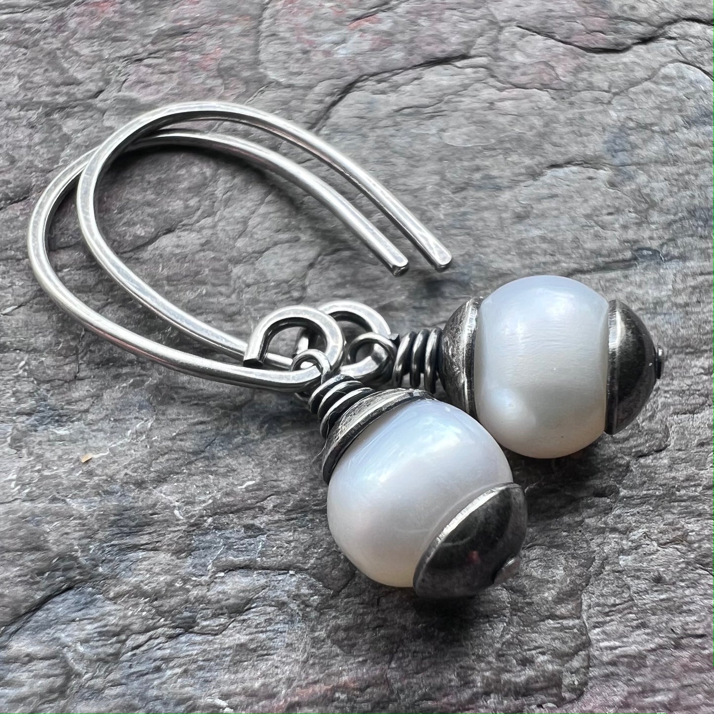 Sterling Silver Pearl Earrings - Small and Simple Genuine Freshwater Pearl Earrings