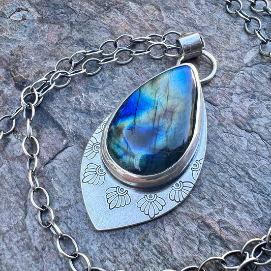 Labradorite Sterling Silver Necklace - Handmade One-of-a-kind Pendant on Sterling Silver Chain
