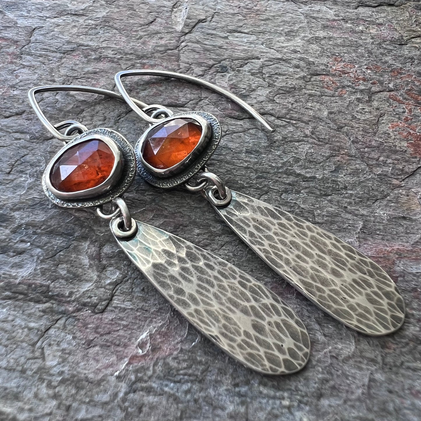 Orange Kyanite Sterling Silver Earrings - Handmade One-of-a-kind Earrings