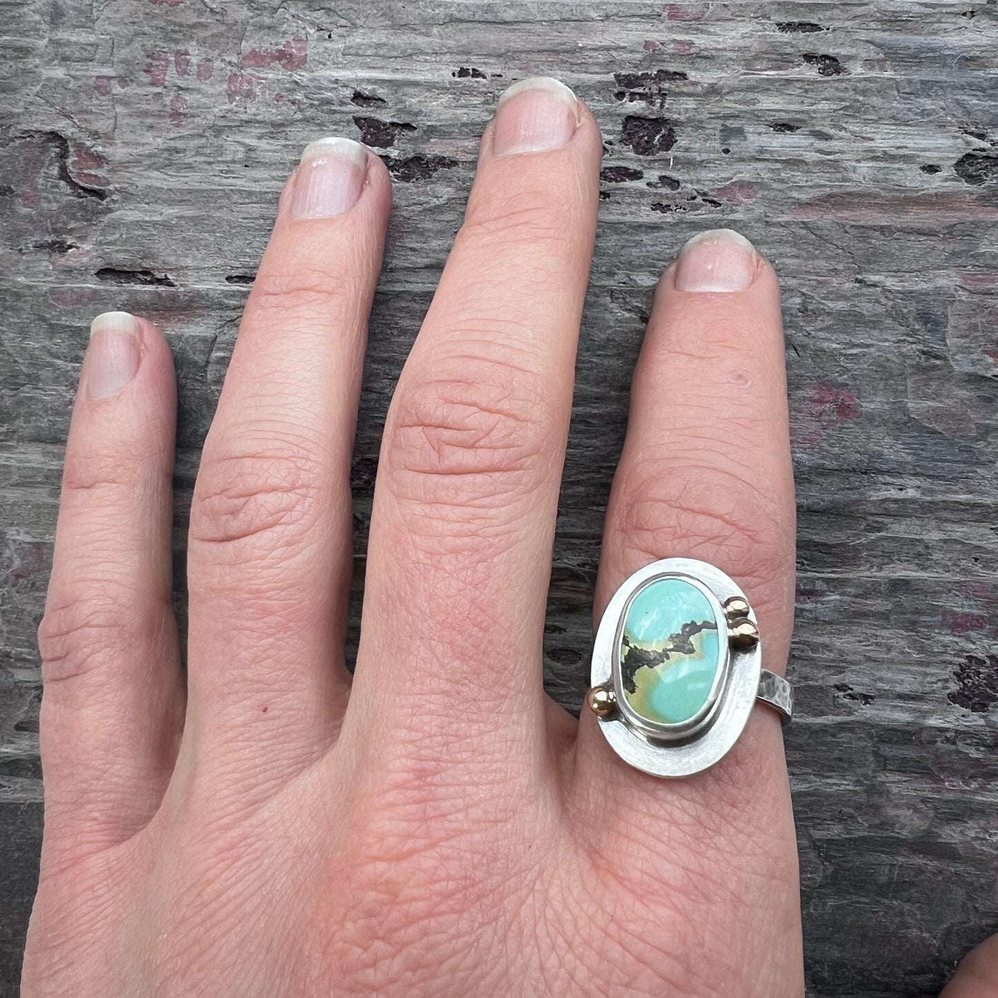 Turquoise Sterling Silver Ring | Genuine Turquoise Natural Stone Ring