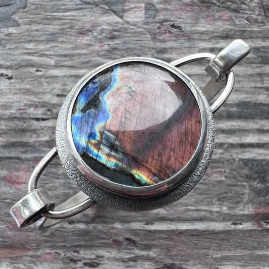 RESERVED Sterling Silver Labradorite Bracelet | Artisan Silver Cuff Bracelet