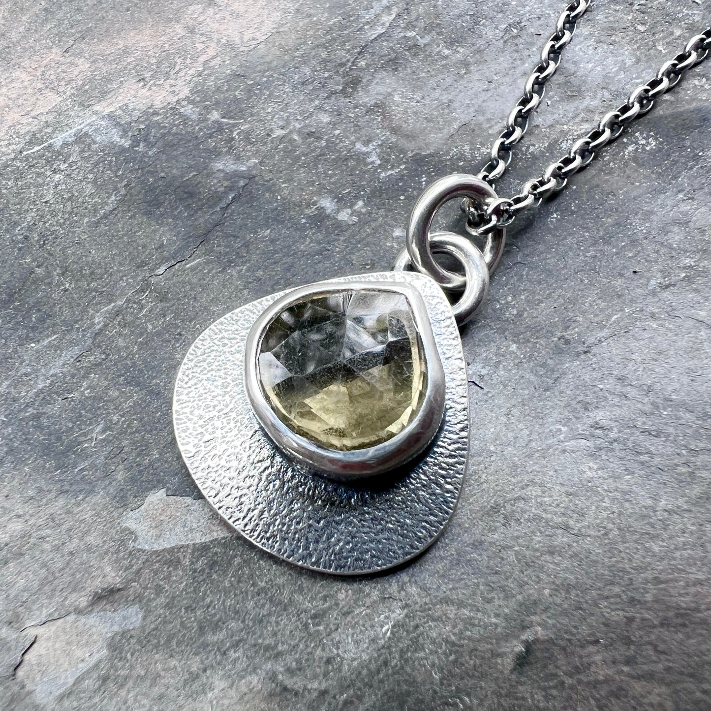 Sterling Silver Genuine Citrine Necklace | Yellow Natural Stone Pendant