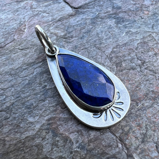 Lapis Lazuli Teardrop Pendant - Handmade One-of-a-kind Pendant