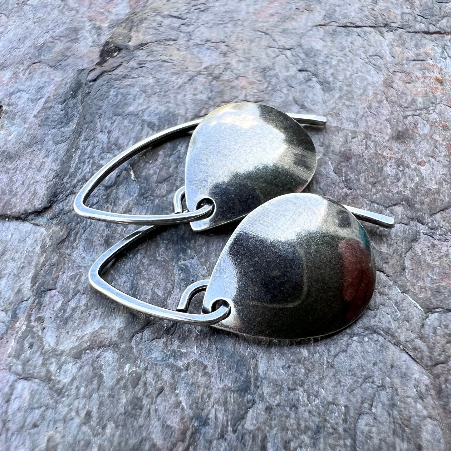 Sterling Silver Rounded Teardrop Earrings - Simple Lightweight Everyday Earrings