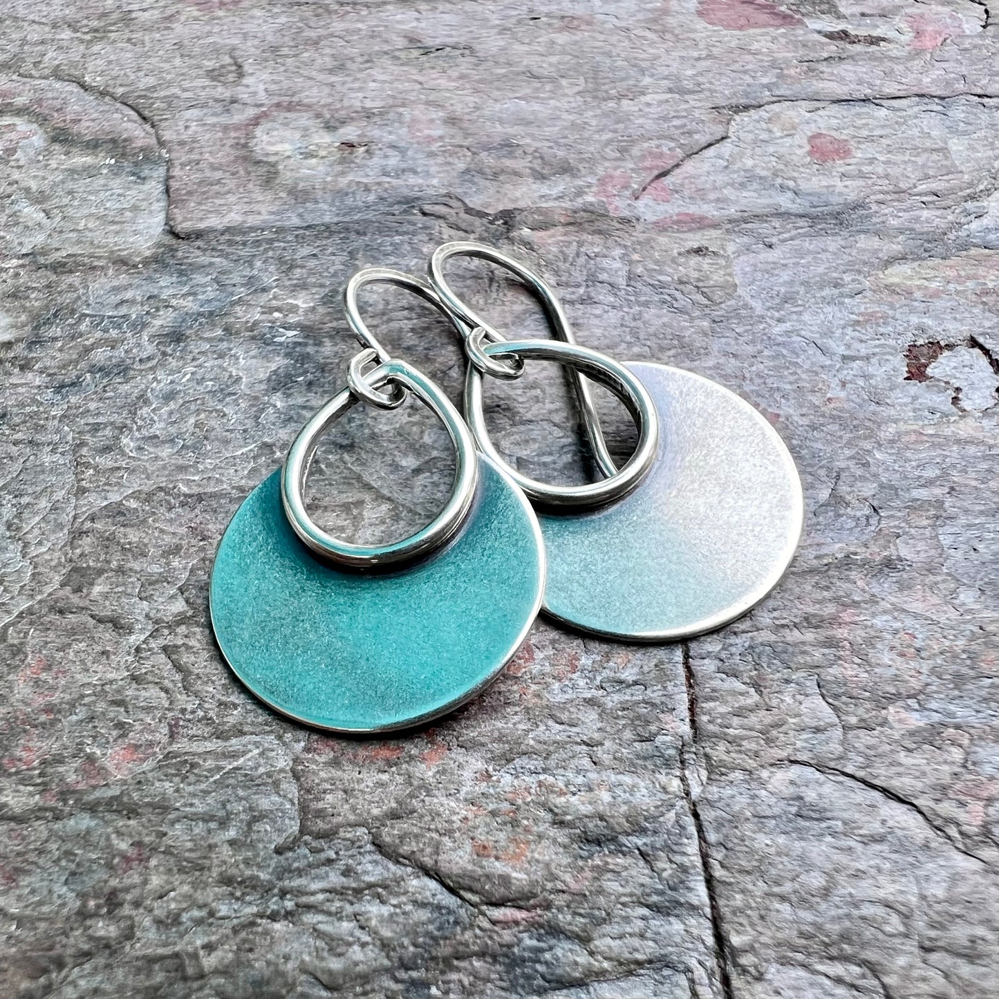 Sterling Silver Disc Earrings Minimalist Solid Silver Boho Dangle Earrings Handmade Jewelry