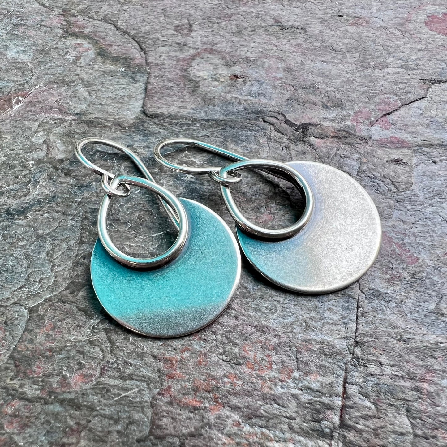 Sterling Silver Disc Earrings Minimalist Solid Silver Boho Dangle Earrings Handmade Jewelry