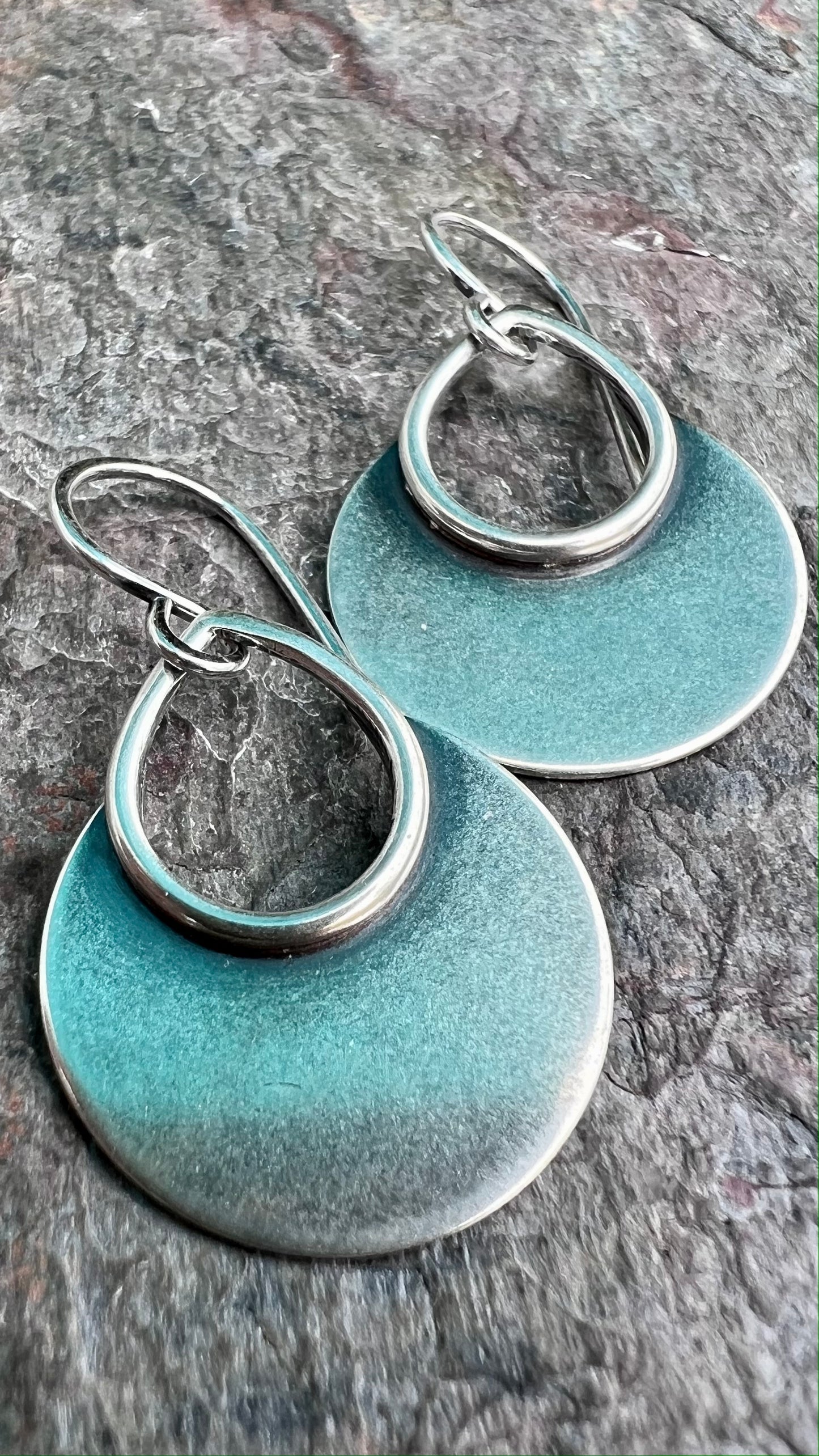 Sterling Silver Disc Earrings Minimalist Solid Silver Boho Dangle Earrings Handmade Jewelry