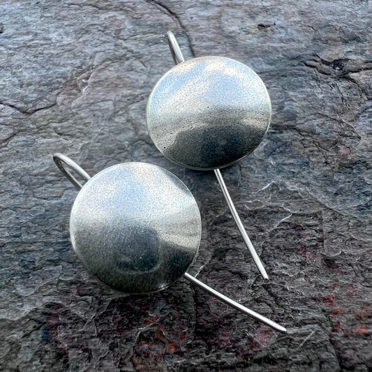 Sterling Silver Domed Circle Earrings - Handmade Sterling Silver Earrings