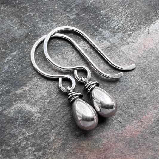 Sterling Silver Small Teardrop Earrings | Lightweight Dainty Dangles