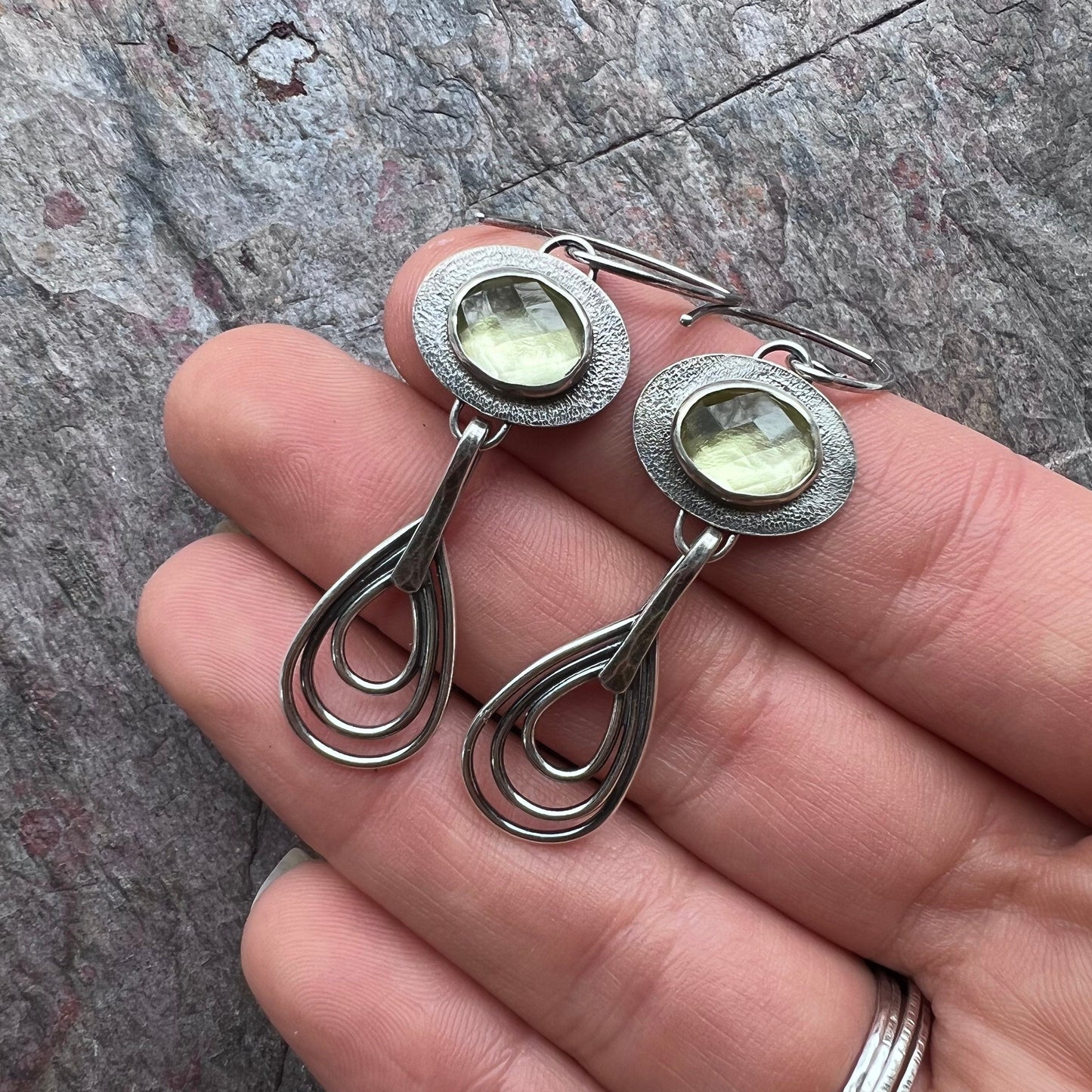 SOLD Lemon Topaz Sterling Silver Earrings - Genuine Lemon Topaz and Sterling Silver Teardrop Earrings