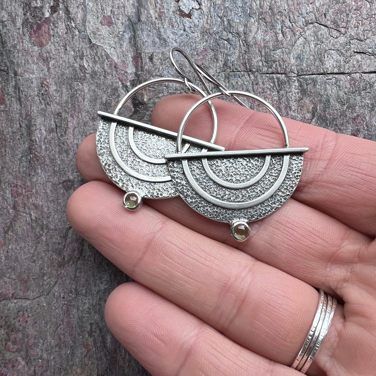 SOLD Sterling Silver Peridot Earrings - Handmade One-of-a-kind Earrings