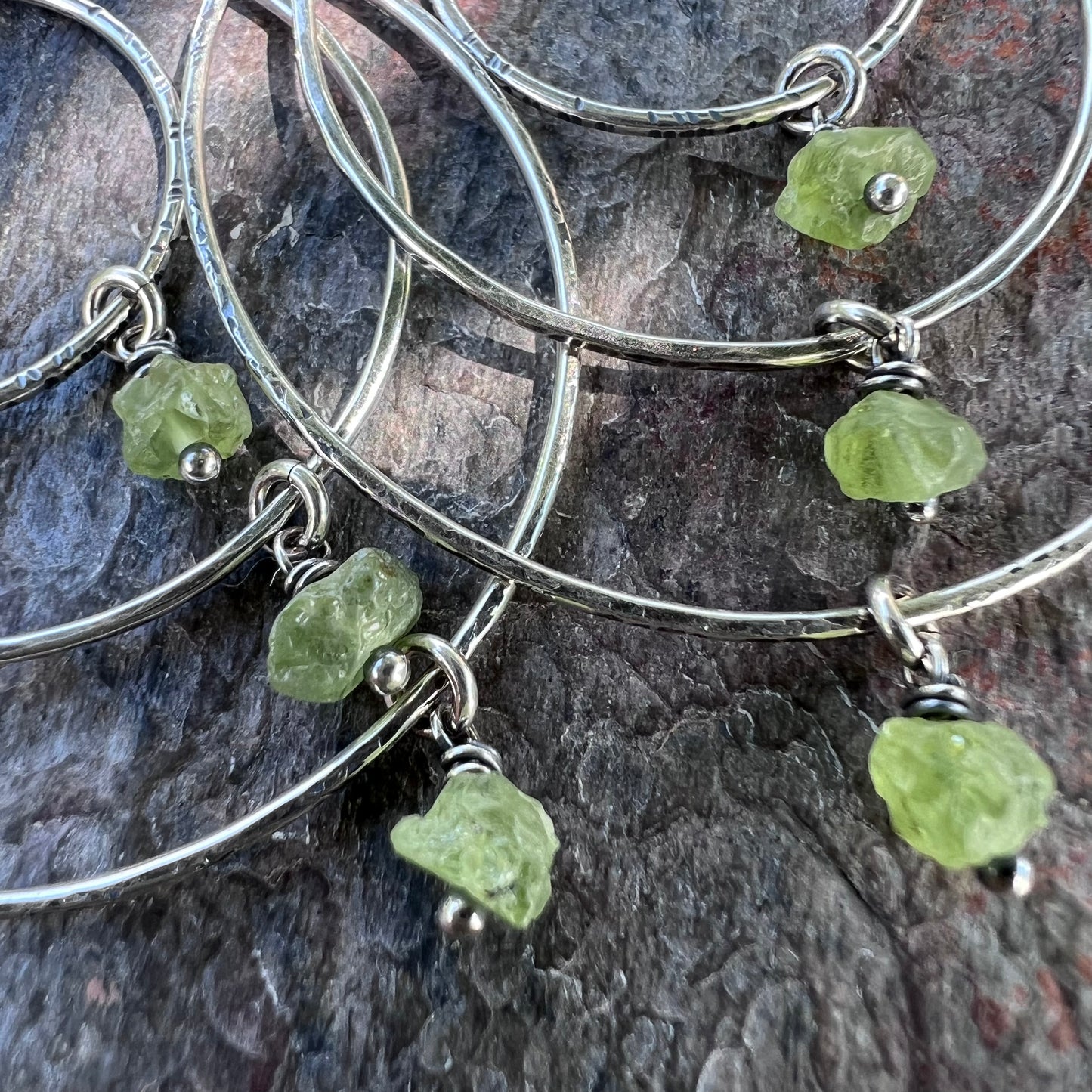 Peridot Sterling Silver Earrings - Lightweight Large Handmade Hoop Sterling Silver Earrings