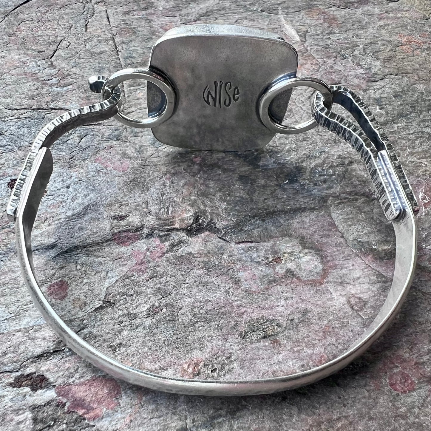 Amethyst Sterling Silver Bracelet - Handmade One-of-a-kind Tension Cuff Bracelet