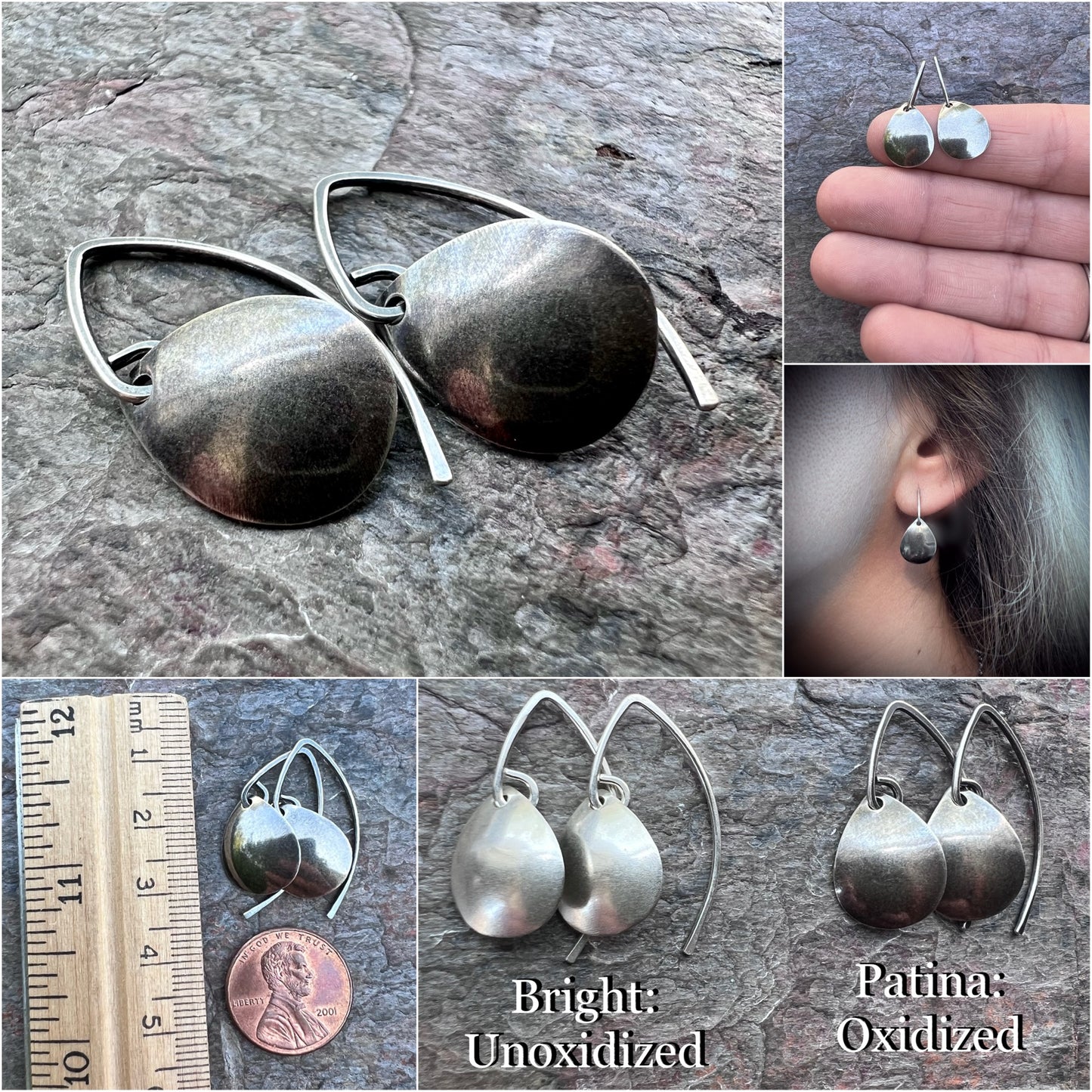 Sterling Silver Rounded Teardrop Earrings - Simple Lightweight Everyday Earrings