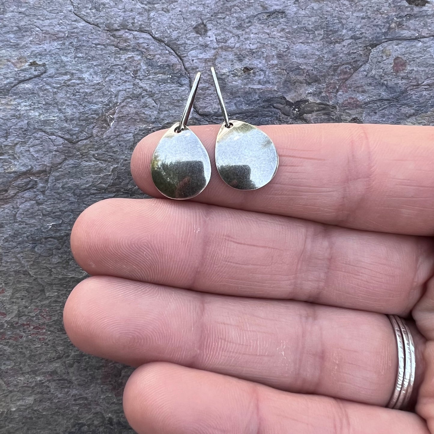 Sterling Silver Rounded Teardrop Earrings - Simple Lightweight Everyday Earrings