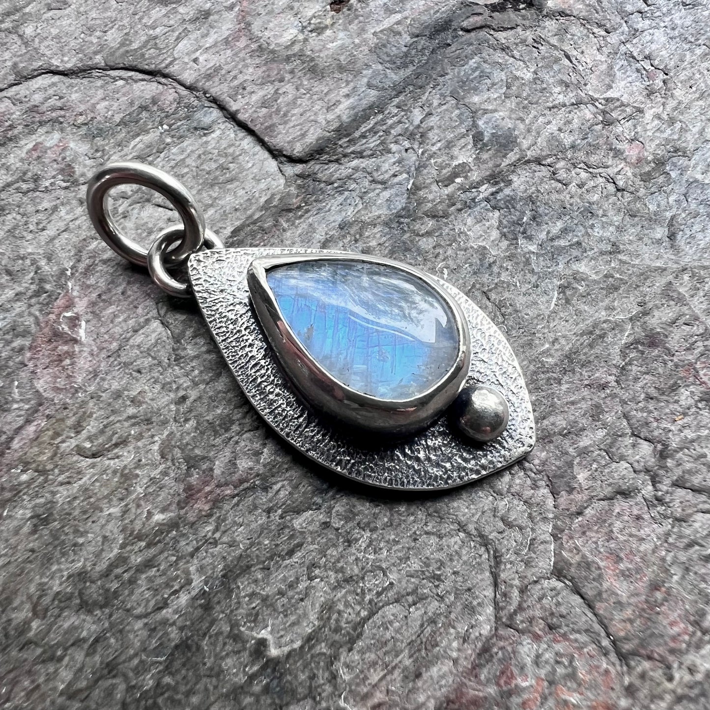 Rainbow Moonstone Sterling Silver Pendant - One-of-a-Kind Handmade Pendant