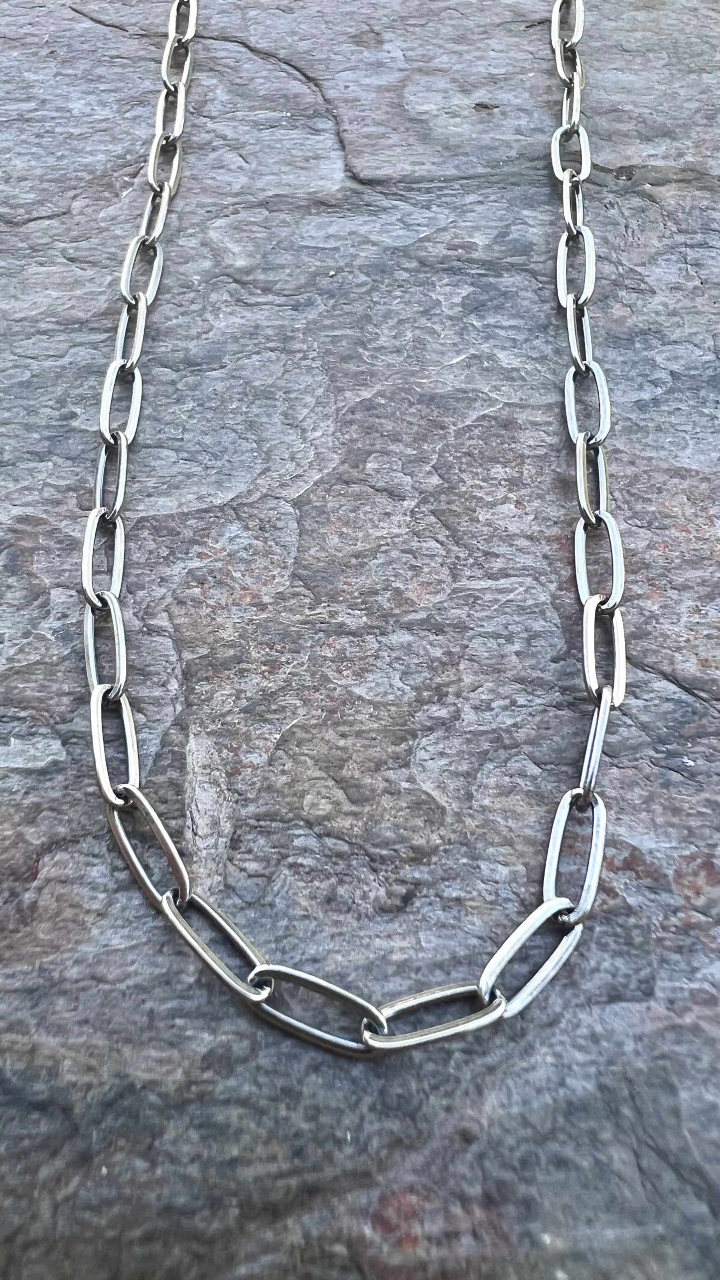 Sterling Silver Rectangular Chain - Adjustable Chain with Handmade Hook Clasp and Extender