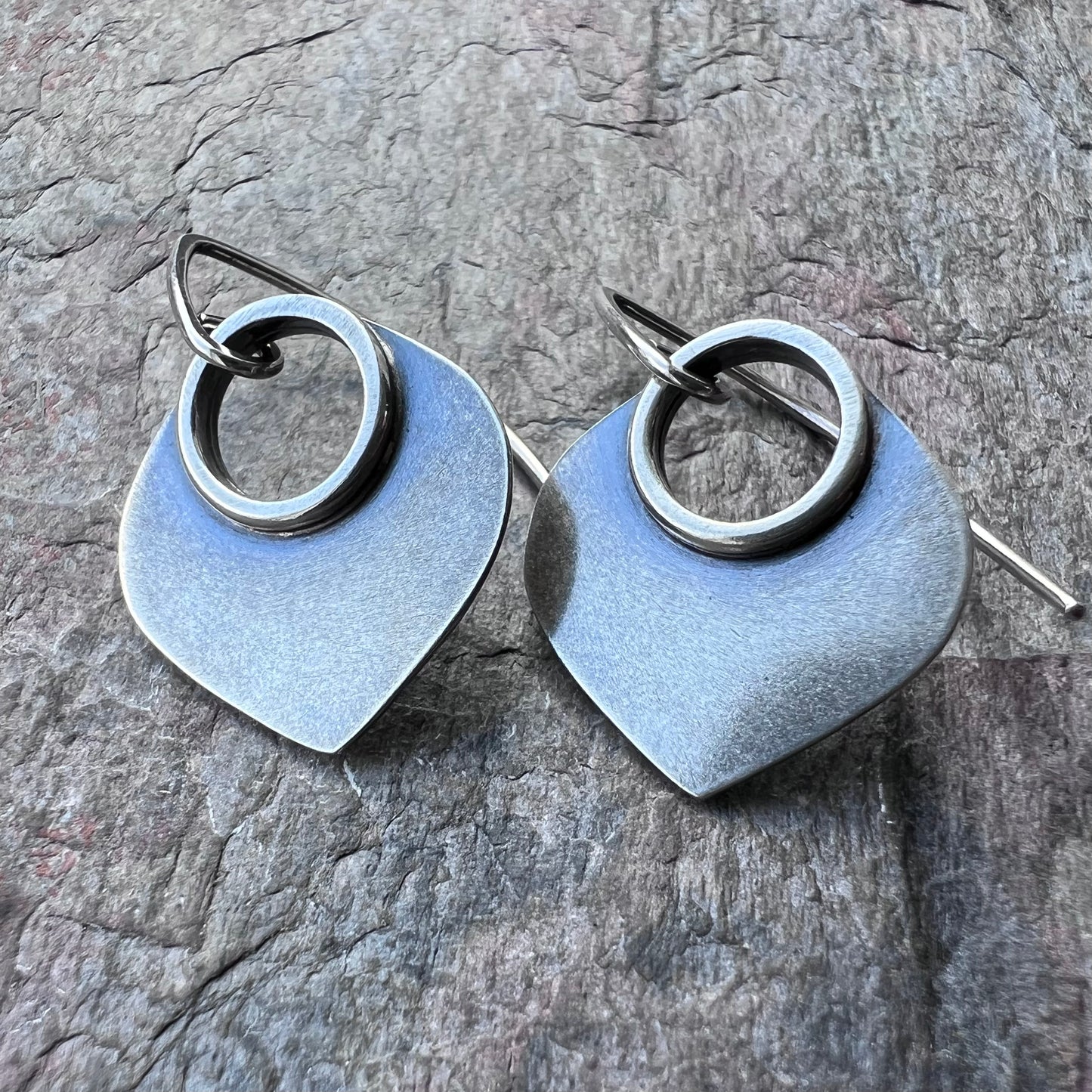 Sterling Silver Petal with Circle Earrings