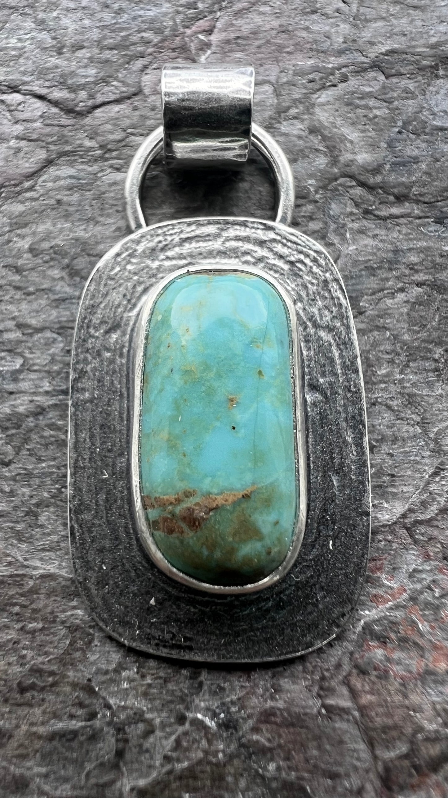 Turquoise Sterling Silver Rectangular Pendant - One-of-a-Kind Handmade Pendant