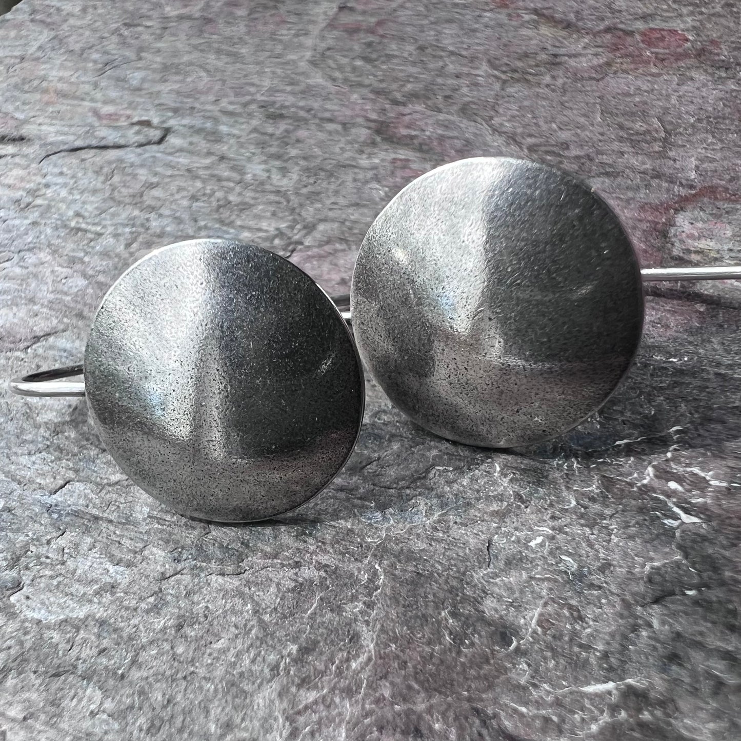 Sterling Silver Domed Circle Earrings - Handmade Sterling Silver Earrings