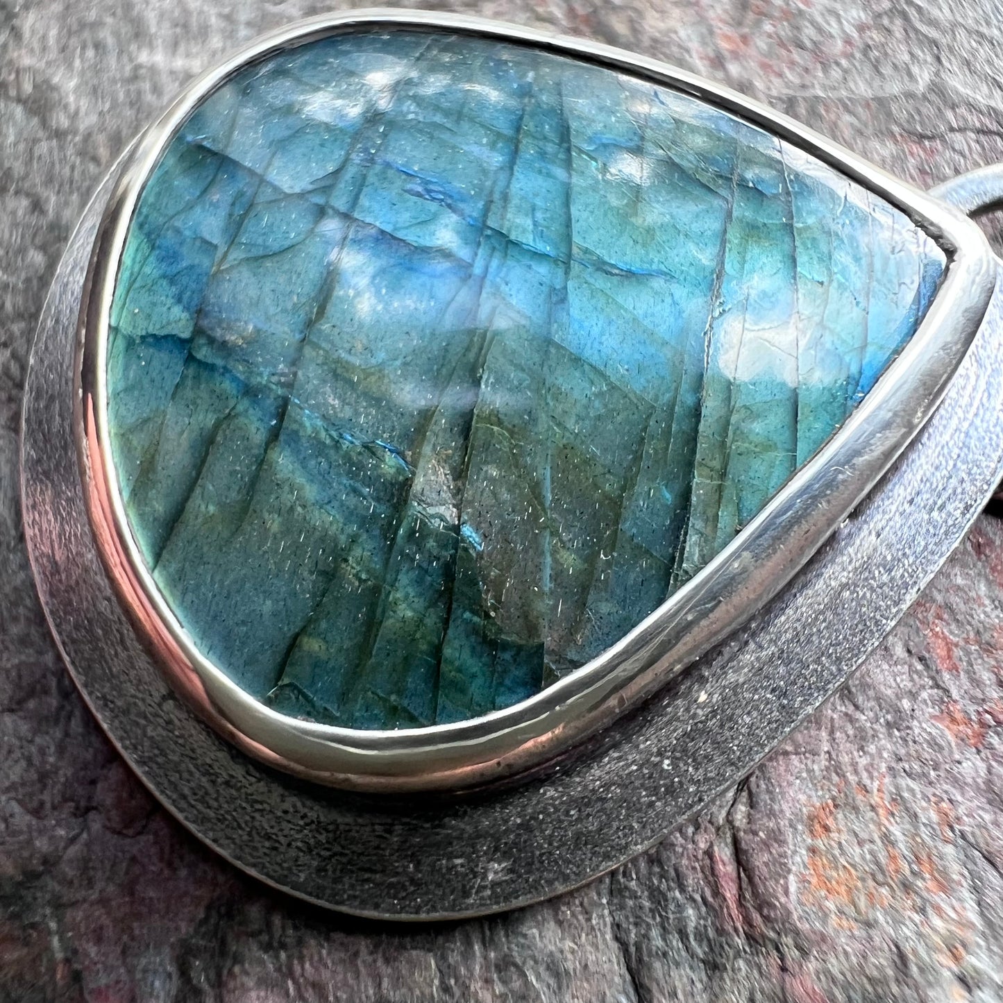 Labradorite Sterling Silver Necklace - Handmade One-of-a-kind Labradorite Teardrop Pendant on Sterling Silver Chain