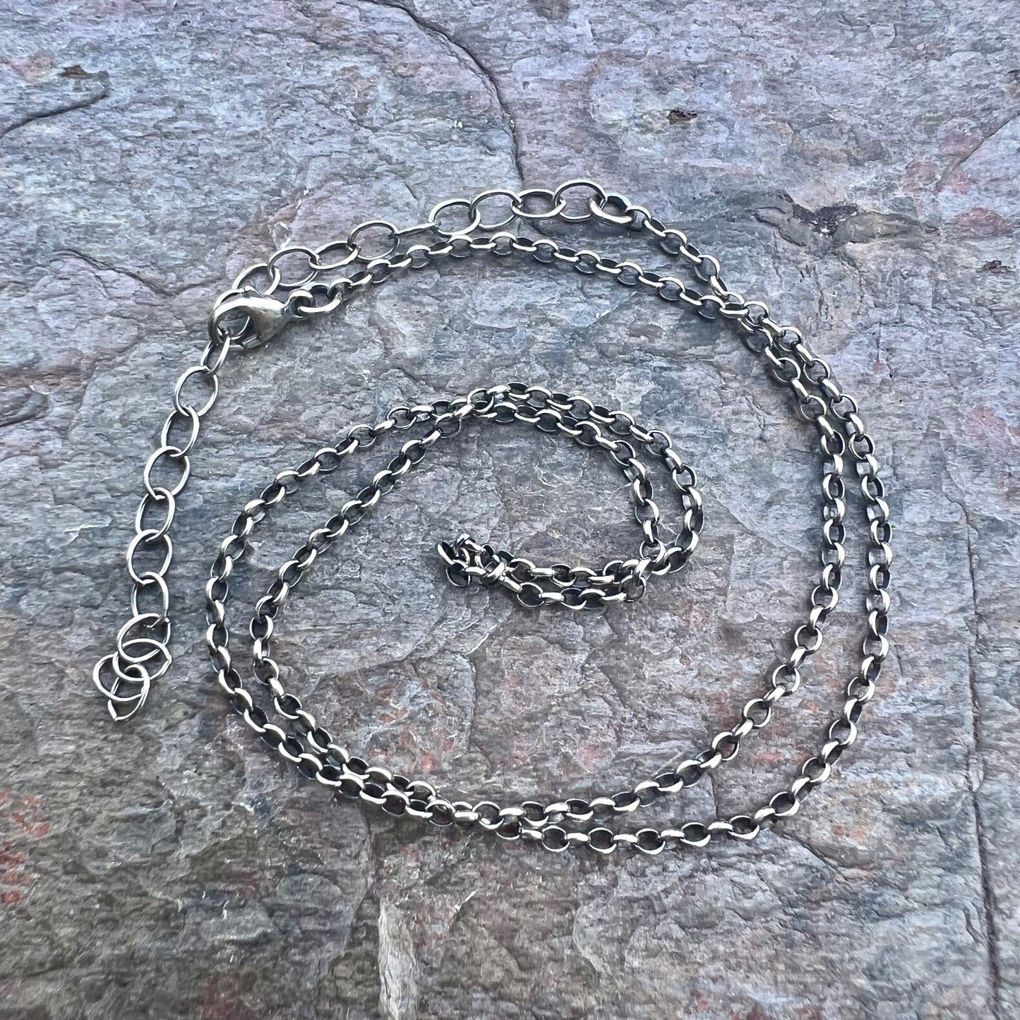 Sterling Silver Chain  - Adjustable Lightweight Cable Chain with Extender