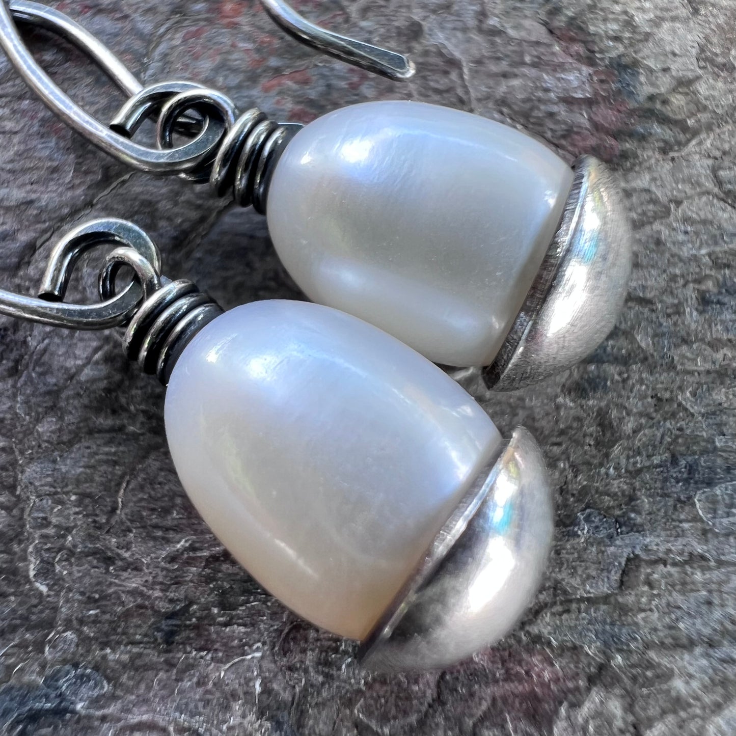 Sterling Silver Pearl Earrings - Genuine Freshwater Oval Pearls on Sterling Silver Earwires