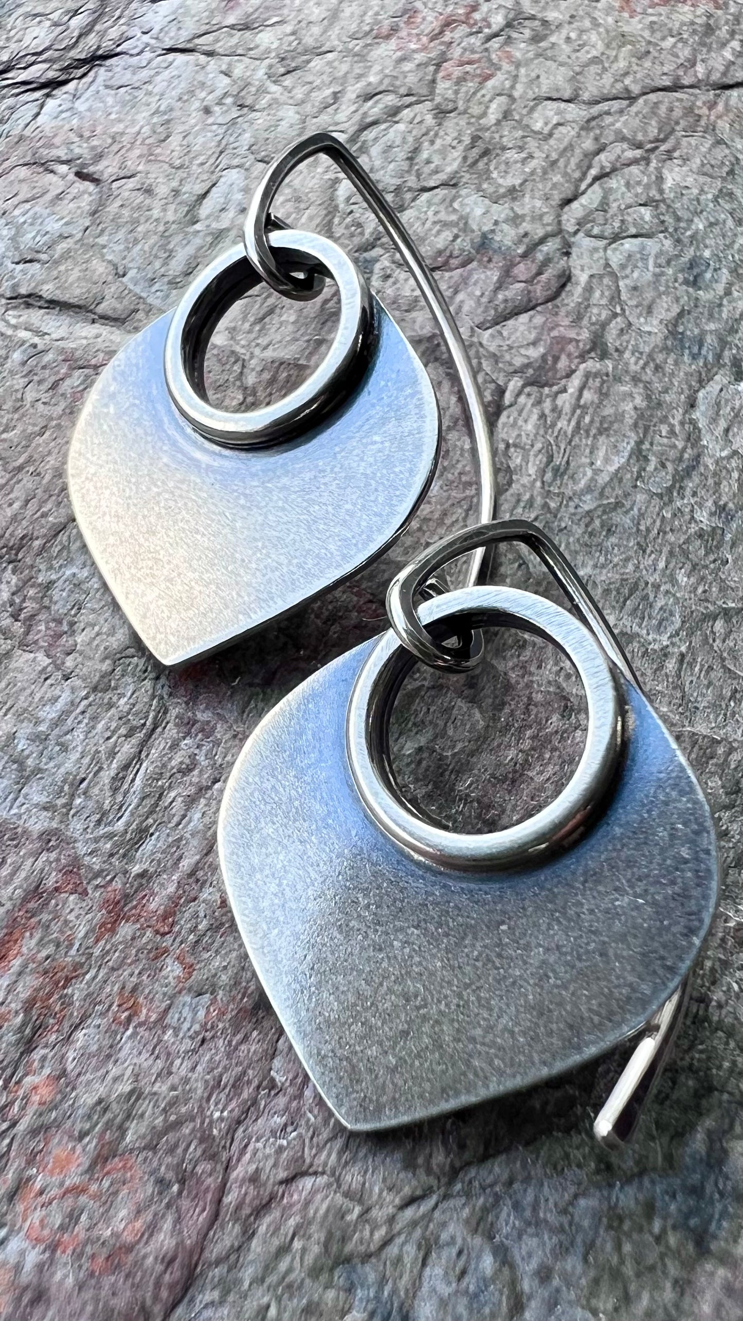Sterling Silver Petal with Circle Earrings