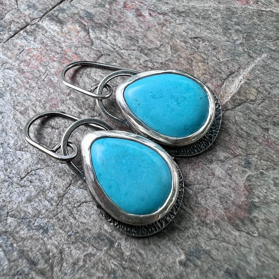 Turquoise Howlite Sterling Silver Earrings