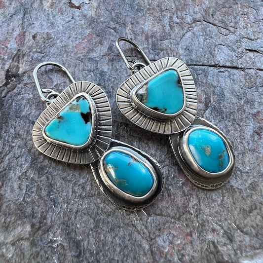 Turquoise Sterling Silver Earrings - One-of-a-kind Turquoise and Sterling Silver Earrings