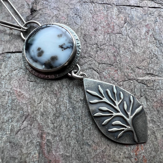 Dendritic Opal Sterling Silver Necklace - Handmade One-of-a-kind Pendant on Sterling Silver Chain