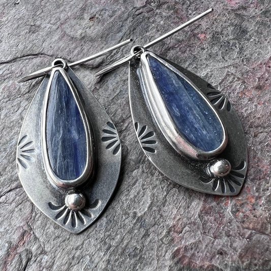 Kyanite Sterling Silver Earrings - Handmade One-of-a-kind Earrings