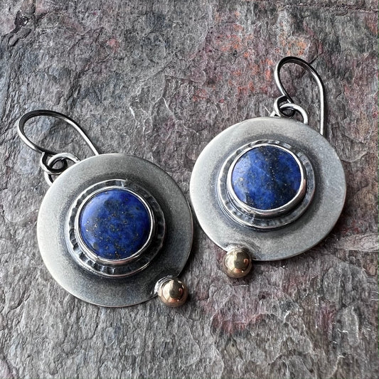 Lapis Lazuli Sterling Silver Earrings - Handmade One-of-a-kind Earrings