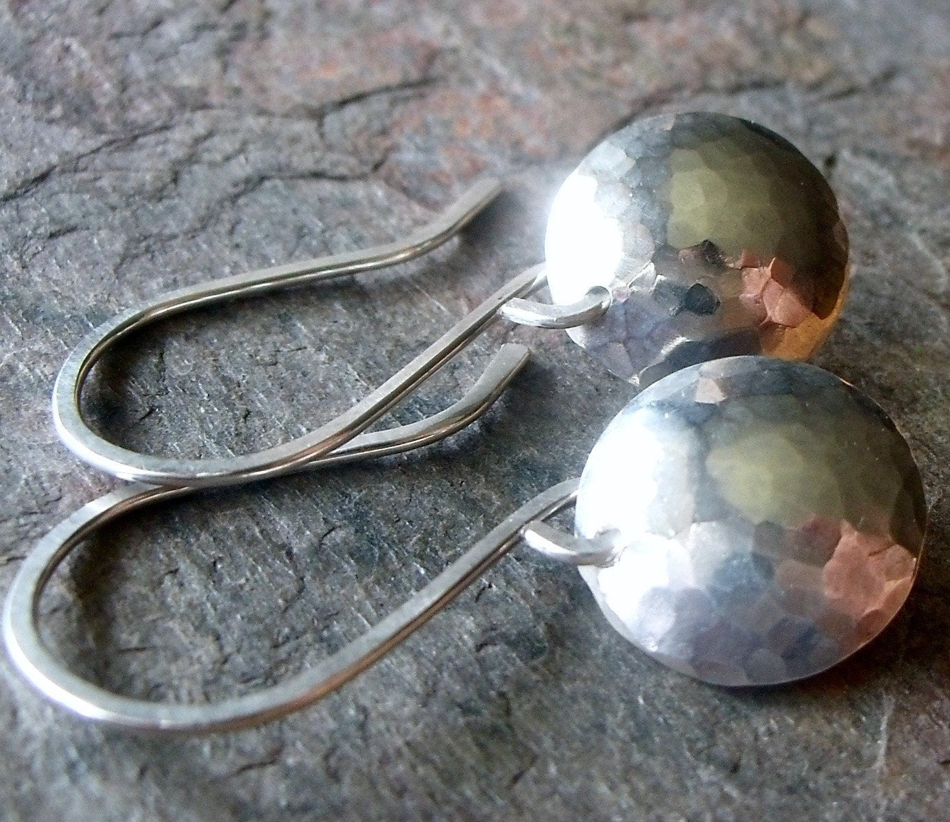 Sterling Silver Handformed and Hammered Earrings - Simple, Modern, Everyday Sterling Silver Earrings