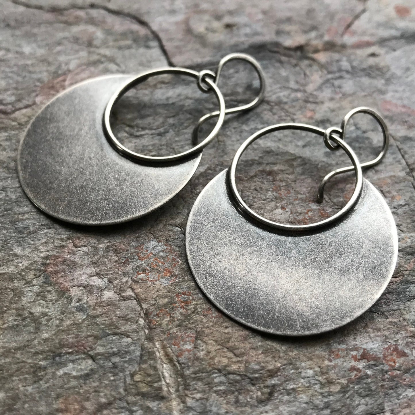 Sterling Silver Circle Hoop Earrings - Handmade Sterling Silver Earrings