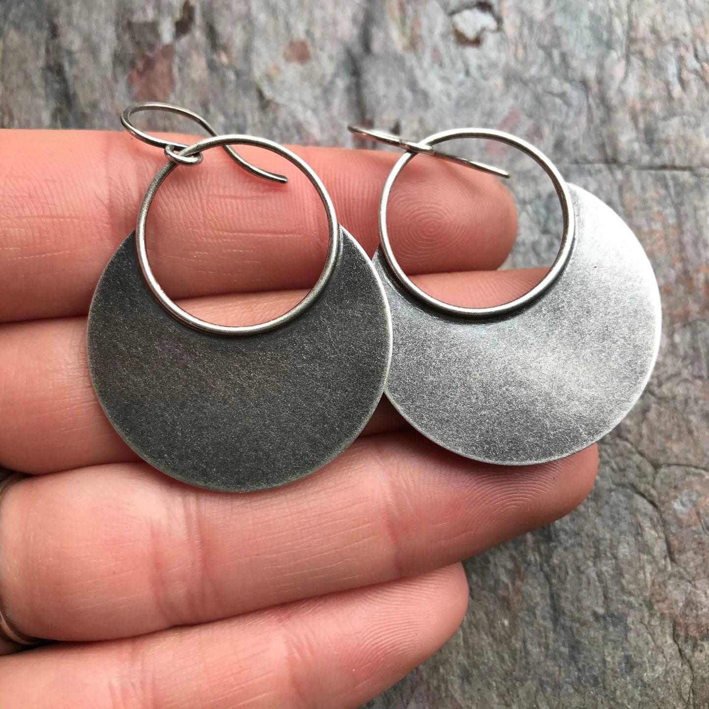 Sterling Silver Circle Hoop Earrings - Handmade Sterling Silver Earrings
