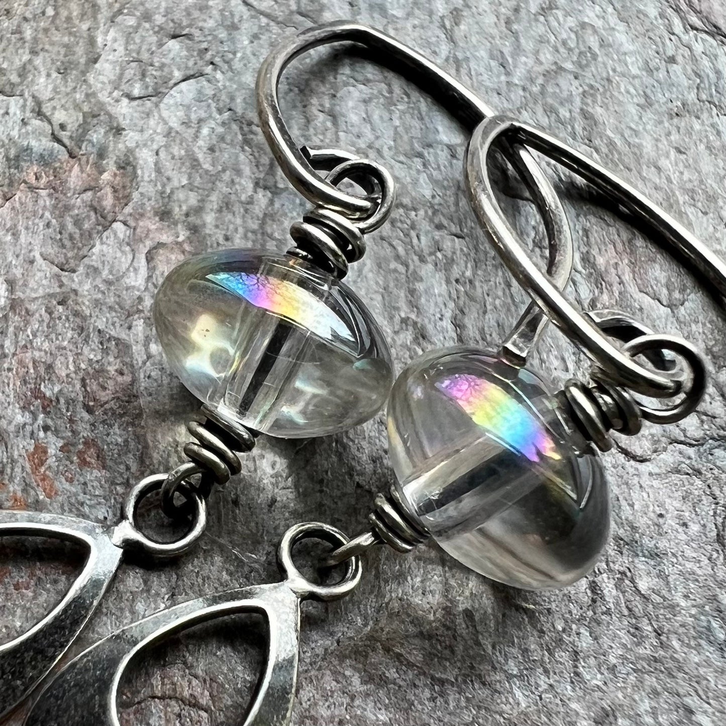 Mystic Quartz Sterling Silver Earrings - Mystic Quartz and Sterling Silver Teardrop Earrings