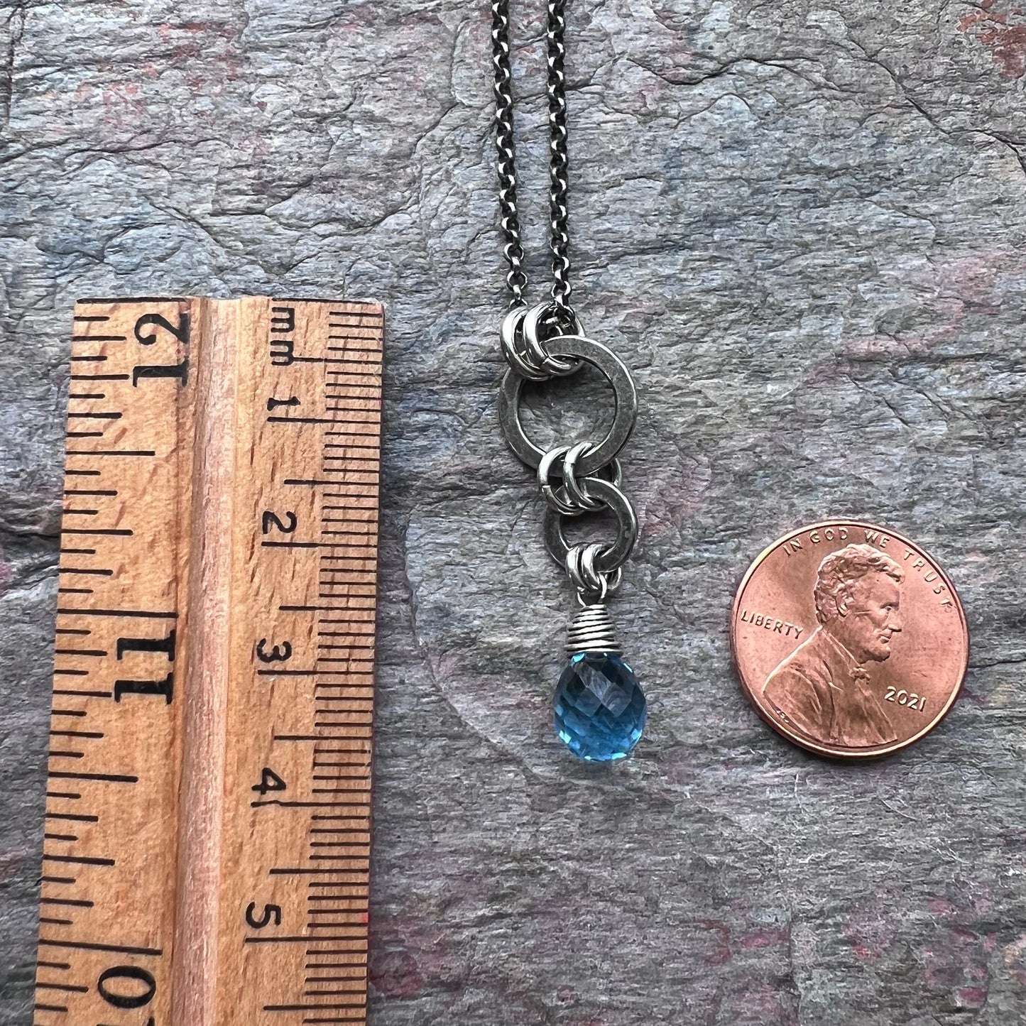 Sky Blue Quartz and Sterling Silver Pendant Necklace