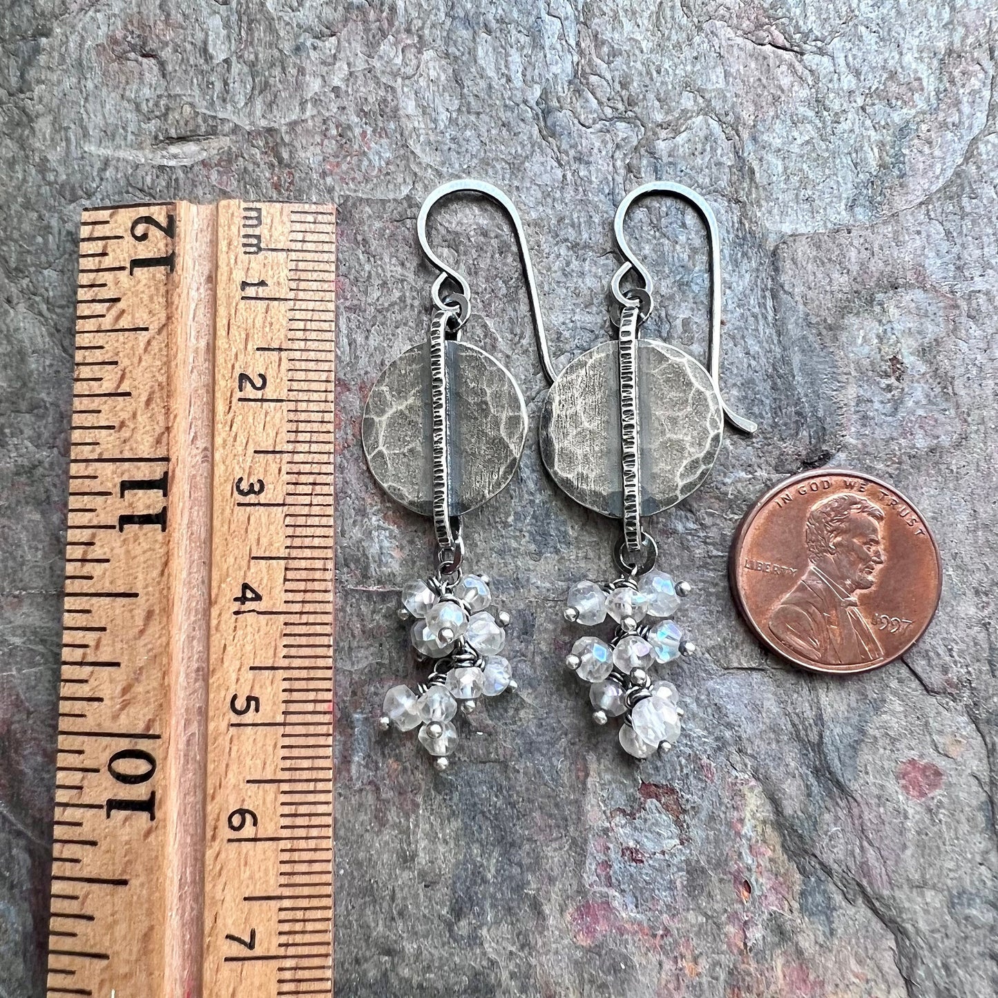 Sterling Silver Crystal Quartz Earrings - Frosted Rock Crystal Quartz and Sterling Silver Earrings