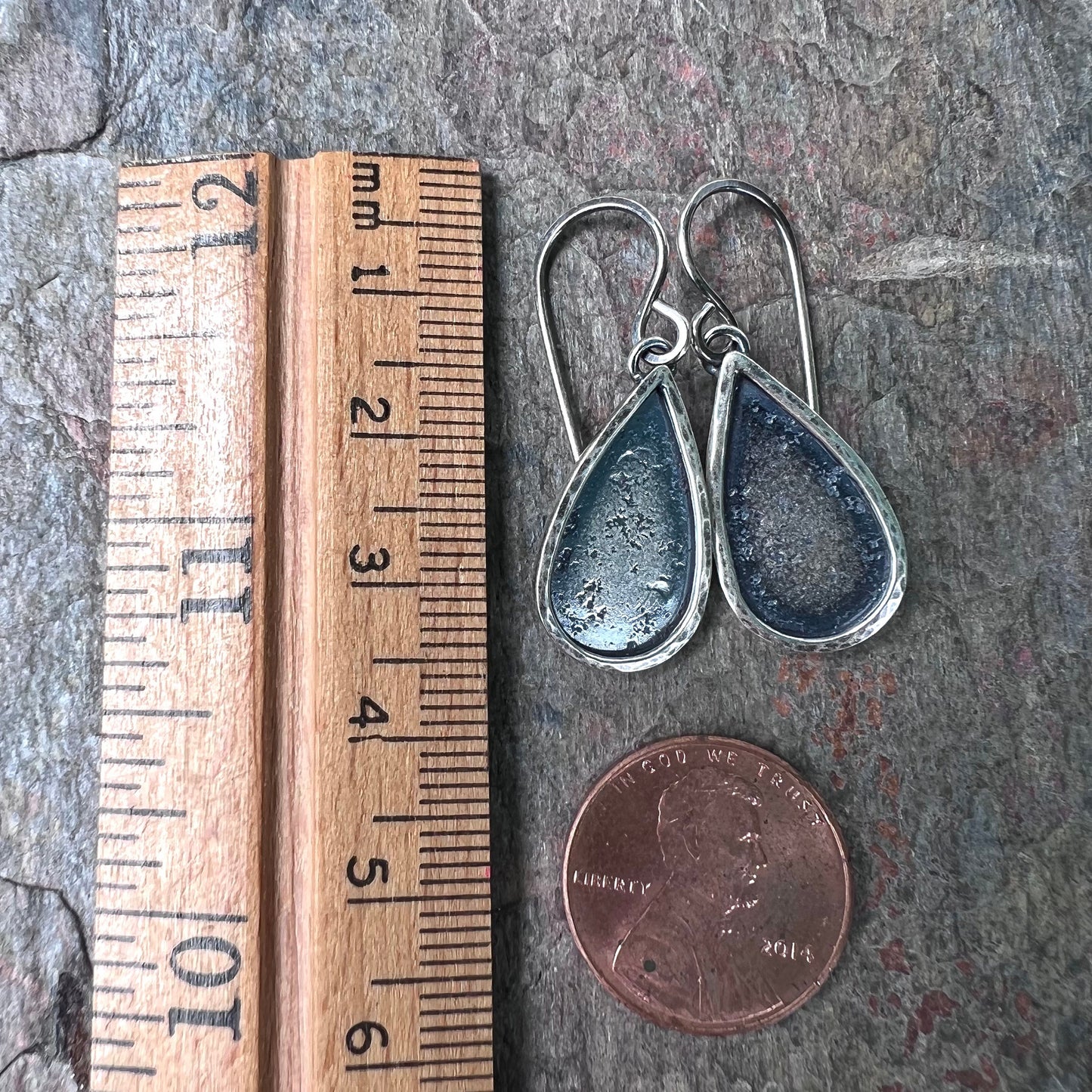 Sterling Silver Textured Teardrop Earrings