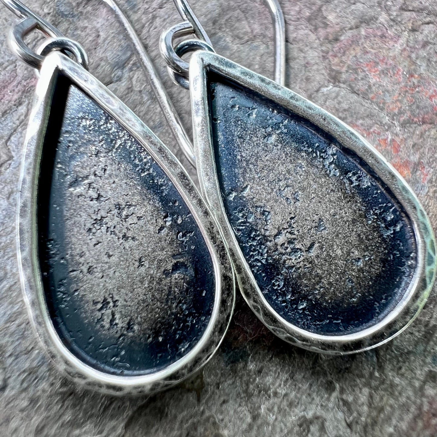 Sterling Silver Textured Teardrop Earrings